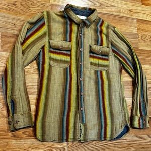Obey Propaganda X We Dream Alone Hemp Striped Long Sleeve Button Shirt Sz Small